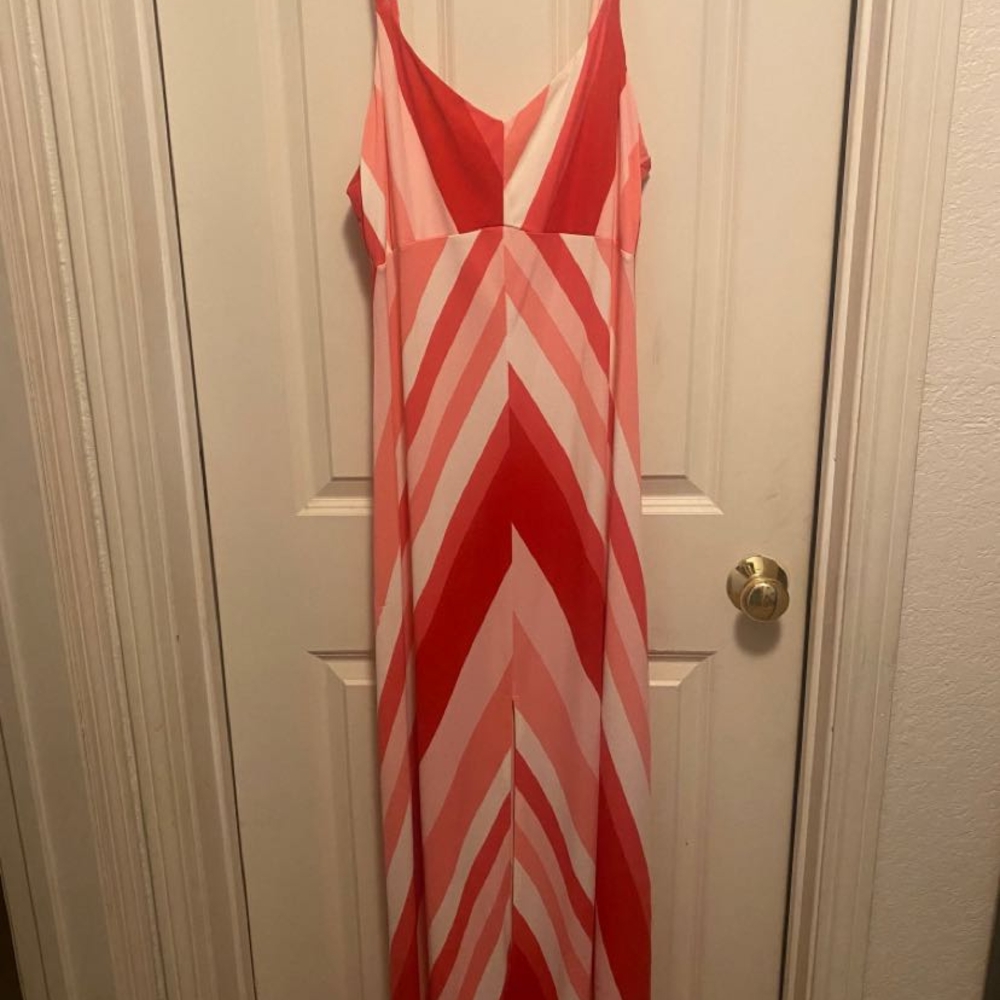 Candie's Red and Pink Chevron Maxi Dress Size Large